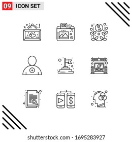 9 Thematic Vector Outlines and Editable Symbols of finish; new; hobby; follow; yin yang Editable Vector Design Elements