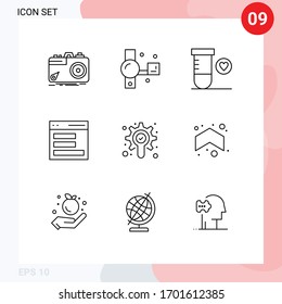9 Thematic Vector Outlines and Editable Symbols of search; interface; recording; contact; space Editable Vector Design Elements