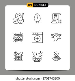 9 Thematic Vector Outlines and Editable Symbols of mac; photo; castle; painting; art Editable Vector Design Elements