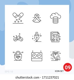 9 Thematic Vector Outlines and Editable Symbols of school; education; backup; spring; bike Editable Vector Design Elements