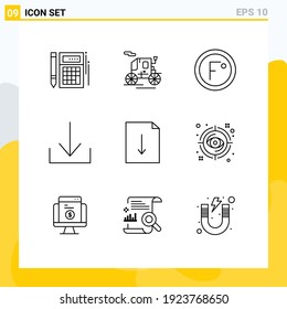 9 Thematic Vector Outlines and Editable Symbols of export; document; climate; download; weather Editable Vector Design Elements