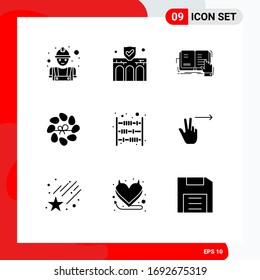9 Thematic Vector Solid Glyphs and Editable Symbols of plant; easter; property; decoration; literature Editable Vector Design Elements