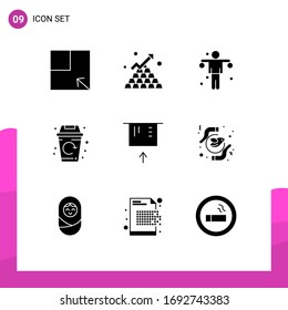 9 Thematic Vector Solid Glyphs and Editable Symbols of credit card; been; dumbbell; garbage; city Editable Vector Design Elements
