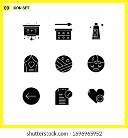 9 Glifos sólidos vectoriales temáticos y símbolos de proteínas editables; hidratante; nata; boda; elementos de diseño de vectores editables de celebración