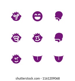 9 tongue icons in vector set. cheeky, mouth and goofy illustration for web and graphic design