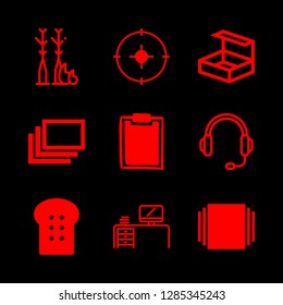9 top icons with desk and target in this set