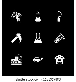 9 toxic icons in vector set. agriculture, contamination, farm and tractor illustration for web and graphic design