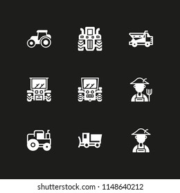 9 tractor icon set with tractor, snowplow and farmer vector illustration for graphic design and web