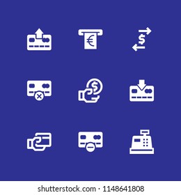 9 transaction icon set with atm, credit card and transaction vector illustration for graphic design and web