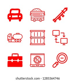 9 transport icons with car and loading in this set