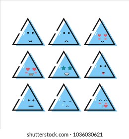9 Trapesium Emoticons Flat Blue color grey line