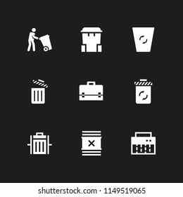 9 trash icon set with bussines briefcase, recycling bin and waste vector illustration for graphic design and web