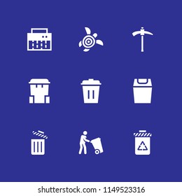 9 trash icon set with garbage can, trash and pick vector illustration for graphic design and web