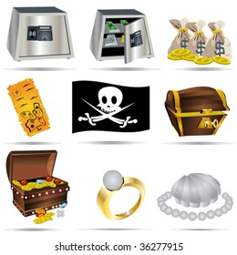9 treasure and banking icons.