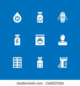 9 treatment icons in vector set. body parts, laundry service, equipment and hospital illustration for web and graphic design