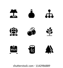 9 tree icon set with australian, log and plant vector illustration for graphic design and web