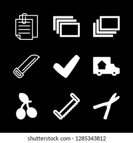 9 tree icons with truck and tick in this set
