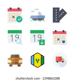 9 trip icons with car and side view in this set