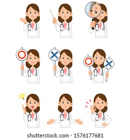 9 types of female doctor's upper body poses and gestures 2