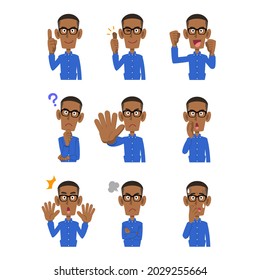 9 types of gestures and facial expressions of African man