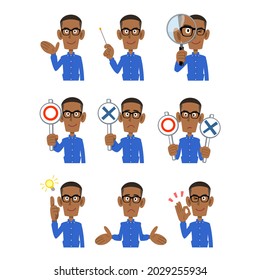 9 types of gestures and facial expressions of African man
