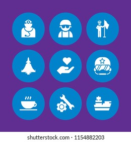 9 uniform icons in vector set. army, military, medical doctor specialist and pilot illustration for web and graphic design