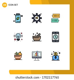 9 Universal Filledline Flat Color Signs Symbols of solution; business; megaphone; idea; message Editable Vector Design Elements