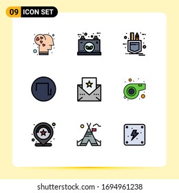 9 Universal Filledline Flat Colors Set for Web and Mobile Applications card; wave; electric; square; sketch Editable Vector Design Elements
