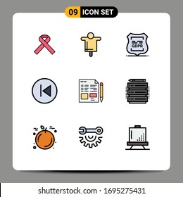 9 Universal Filledline Flat Colors Set for Web and Mobile Applications music; arrows; data privacy; arrow left; private Editable Vector Design Elements
