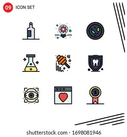 9 Universal Filledline Flat Colors Set for Web and Mobile Applications jam; fall; germ; autumn; medical Editable Vector Design Elements