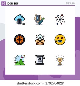 9 Universal Filledline Flat Colors Set for Web and Mobile Applications creative; sports; smartphone; education; american Editable Vector Design Elements