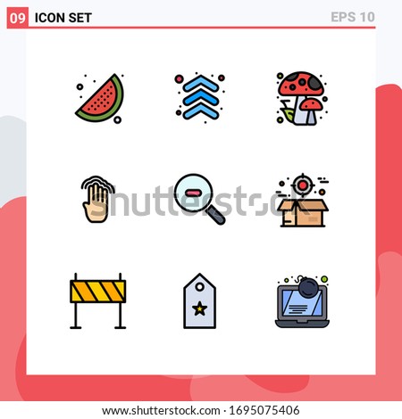 9 Universal Filledline Flat Colors Set for Web and Mobile Applications zoom; search; forest; multiple tap; gestures Editable Vector Design Elements