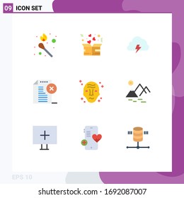 9 Universal Flat Color Signs Symbols of document; delete document; love; delete; spring Editable Vector Design Elements