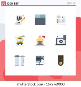 9 Universal Flat Color Signs Symbols of cooker; chef; diy; van; life Editable Vector Design Elements