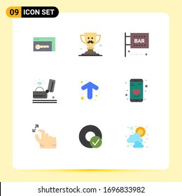9 Universal Flat Color Signs Symbols of wedding; holiday; bar; event; science and computing Editable Vector Design Elements