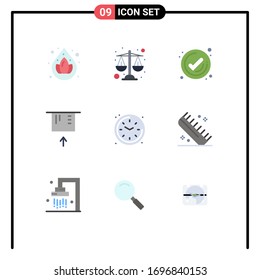 9 Universal Flat Color Signs Symbols of beauty; time; tick; living; money Editable Vector Design Elements