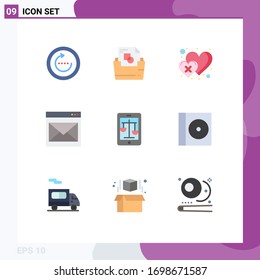 9 Universal Flat Color Signs Symbols of mail; contact us; folder; contact; cross Editable Vector Design Elements