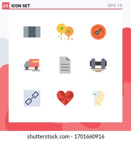 9 Universal Flat Color Signs Symbols of user; file; company; vehicle; delivery Editable Vector Design Elements