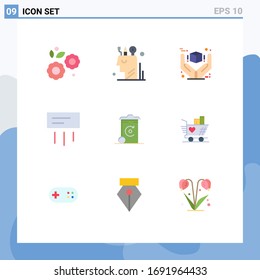 9 Universal-Flachfarben für das Zuhause von Web- und mobilen Anwendungen; Konditionierer; ortsfest; Luft; Design-Elemente für hochwertige bearbeitbare Vektorillustrationen