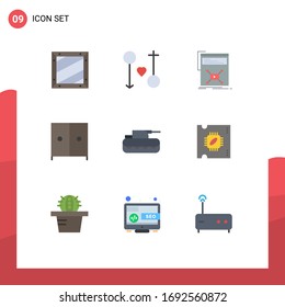 9 Universal Flat Colors Set for Web and Mobile Applications wardrobe; furniture; marriage; website; video Editable Vector Design Elements