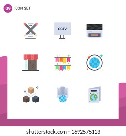 9 Colores planos universales establecidos para la compra de aplicaciones web y móviles; en línea; vídeo; el comercio electrónico; material de diseño de vectores editables