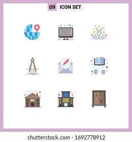 9 Universal Flat Colors Set for Web and Mobile Applications edit; development; firework; refinement; measure Editable Vector Design Elements