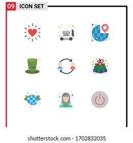 9 Universal Flat Colors Set for Web and Mobile Applications replace; avatar; pin; canada; detective Editable Vector Design Elements