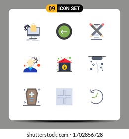 9 Universal Flat Colors Set for Web and Mobile Applications house; management; interface; gear; write Editable Vector Design Elements