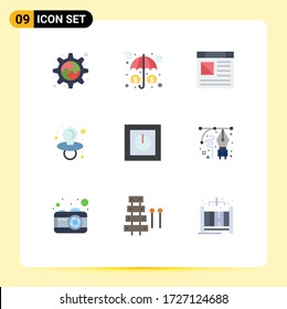 9 Universal Flat Colors Set for Web and Mobile Applications products; devices; app; nipple; baby Editable Vector Design Elements