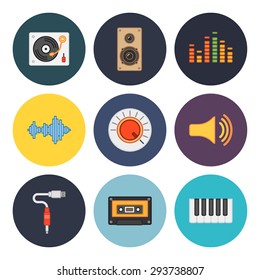 9 universal flat music icons