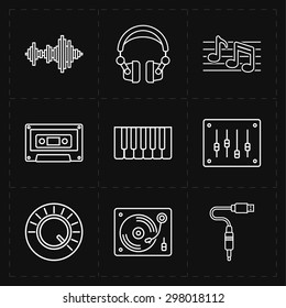 9 universal flat music icons