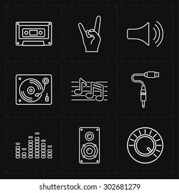 9 universal flat music icons