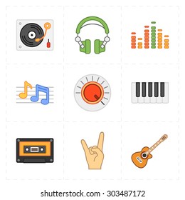 9 universal flat music icons
