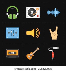 9 universal flat music icons